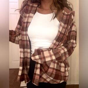 AE Pink Plaid Hooded Jacket